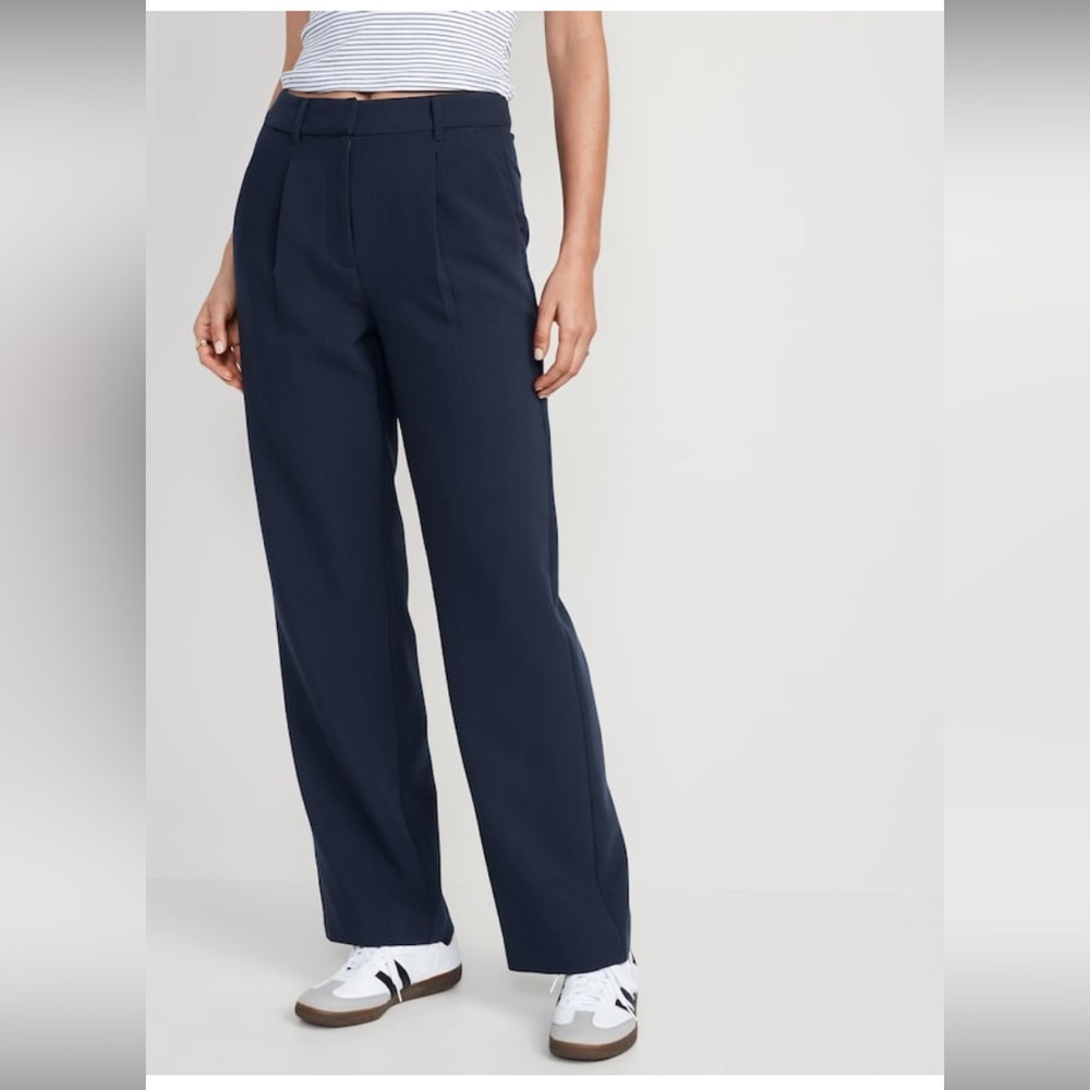 Extra High-Waisted Pleated Taylor Wide-Leg Trouser Suit Pants for Women